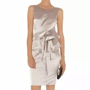 Karen Millen champagne formal waterfall dress